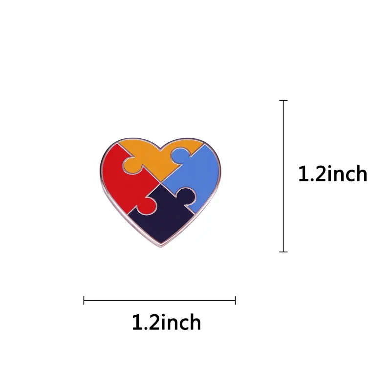 Multi Color Autism Awareness Heart Puzzle badge pin brooch Novelty Support Gift