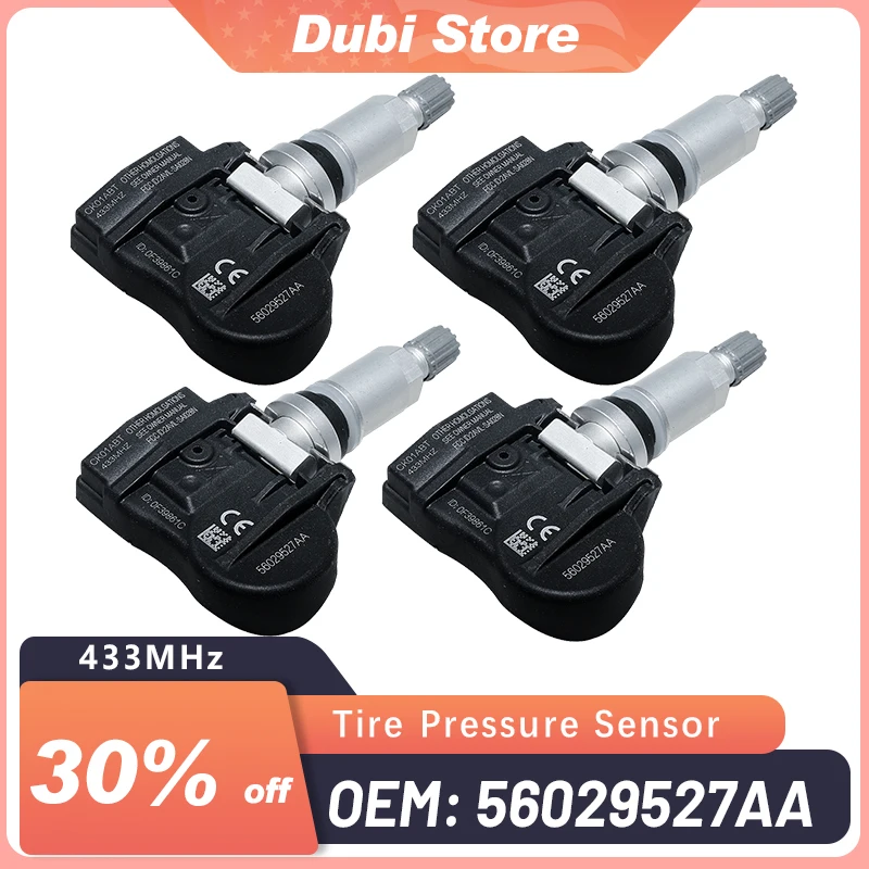 

4PCS TPMS Tire Pressure Sensor For Dodge Avenger Compass Journey Caliber For Jeep Cherokee(KK) 433MHz 2008-2013 56029527AA New