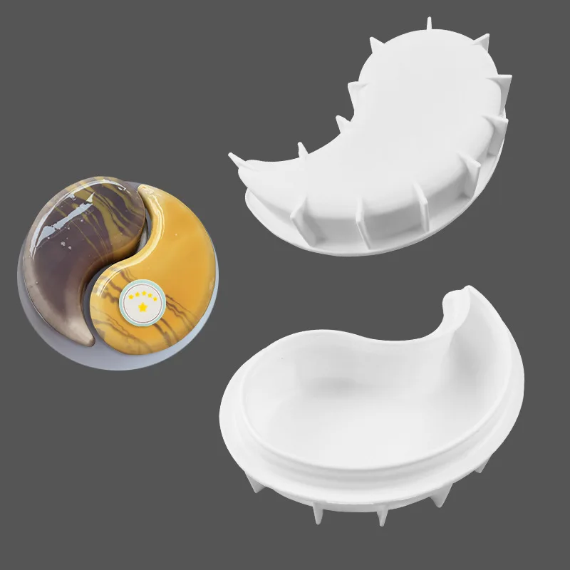 1 sztuk chiński Yin Yang formy ciasto formy 3D silikonowe Tai Chi Moldes De Silicona do ciast czekoladowe Brownie deser z musu — zdjęcie 4
