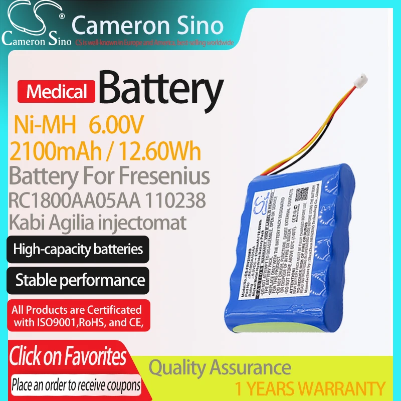 CameronSino Battery for Fresenius Kabi Agilia injectomat fits 110238 RC1800AA05AA Medical Replacement battery 2100mAh/12.60Wh