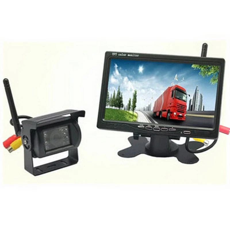 Parking System For 24V Truck Coach Bus CMOS IR Backup Camera Kit  7 Inch TFT LCD Wireless Rear View Monitor