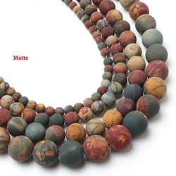 8 Mm Natural Matte Picasso Jasper Beads for Jewelry Making DIY Bracelets Fashion Accessories