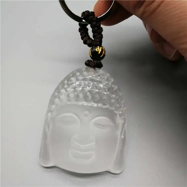 Free shipping drop shipping White crystal onyx Buddha had head Buddha keychain  Protect your safety Love simple fashion