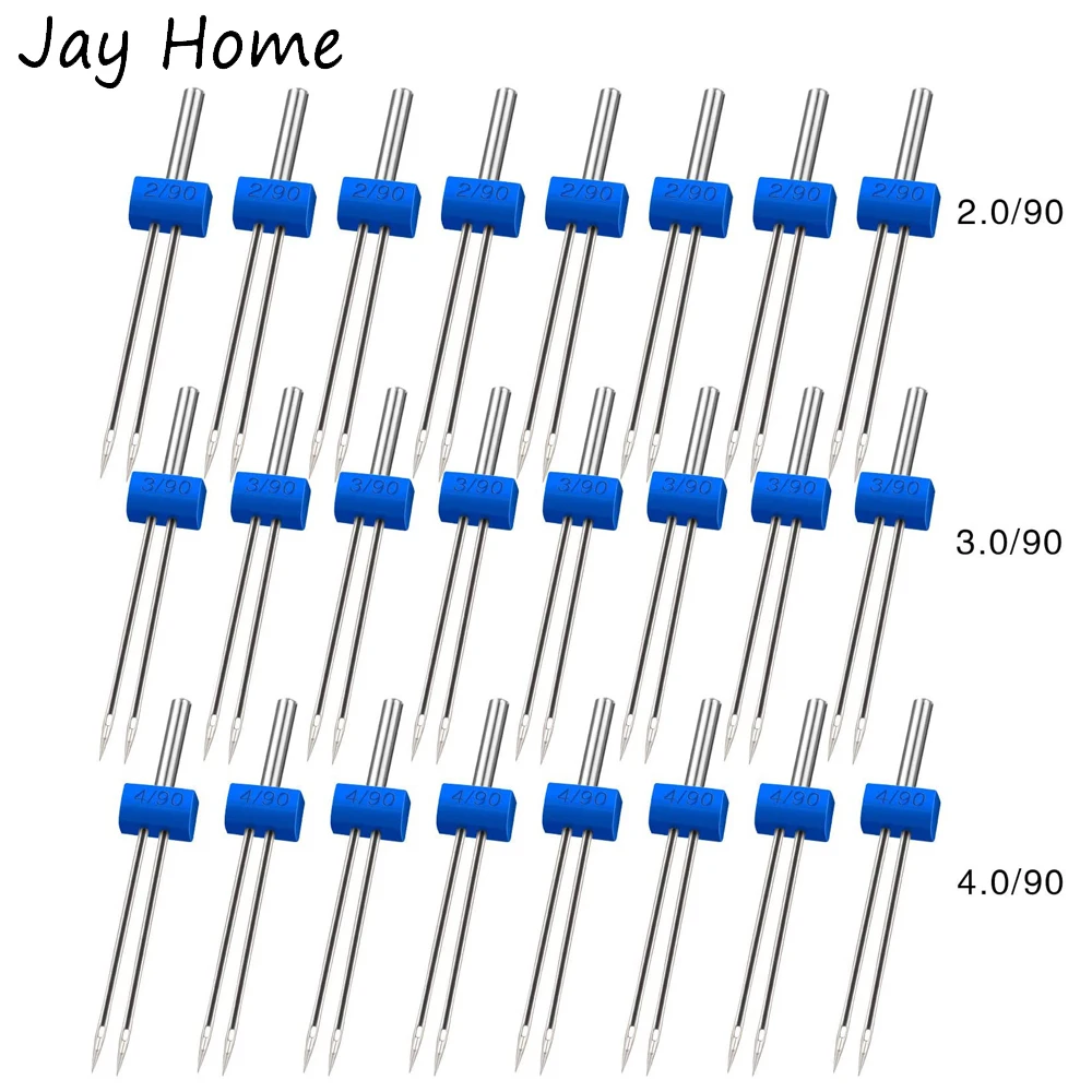 9/3PCS Sewing Machine Needles Double Twin Needles 2.0/90 3.0/90 4.0/90 Sewing Needles for Most Household Sewing Machine