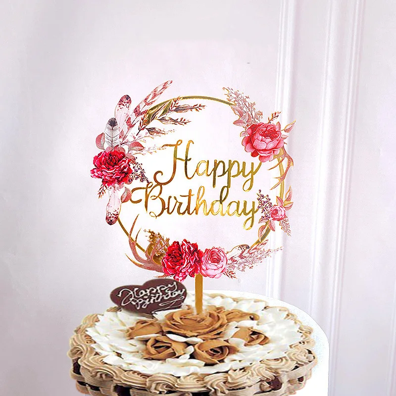 Gold Silber Alles Gute zum Geburtstag Kuchen Topper Acryl Klassische Geburtstag Cupcake Topper Dessert Dekoration für Baby Dusche Kuchen Liefert – Detail 12