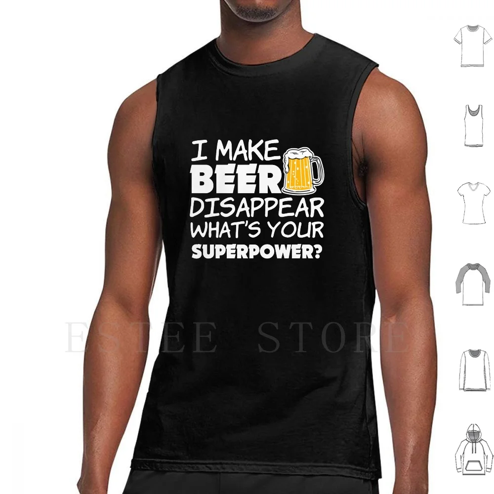 Faja que desaparece la cerveza, camisetas sin mangas con texto divertido, chaleco de algodón, cerveza divertida, broma de superpotencia