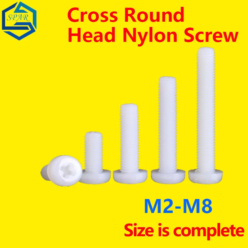 Cross Round Head Nylon Screw Cross Recessed Pan Head Machine Screws  Plastic Screw Disc Head Screw Bolt M6M8[M2m2.5m3M4m5] GB