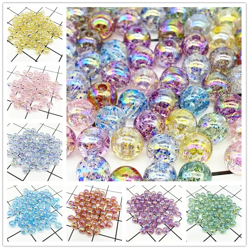 50pcs 8mm AB Color Round Acrylic Bead Loose Spacer Beads For Jewelry Making DIY Bracelet #ZZ04