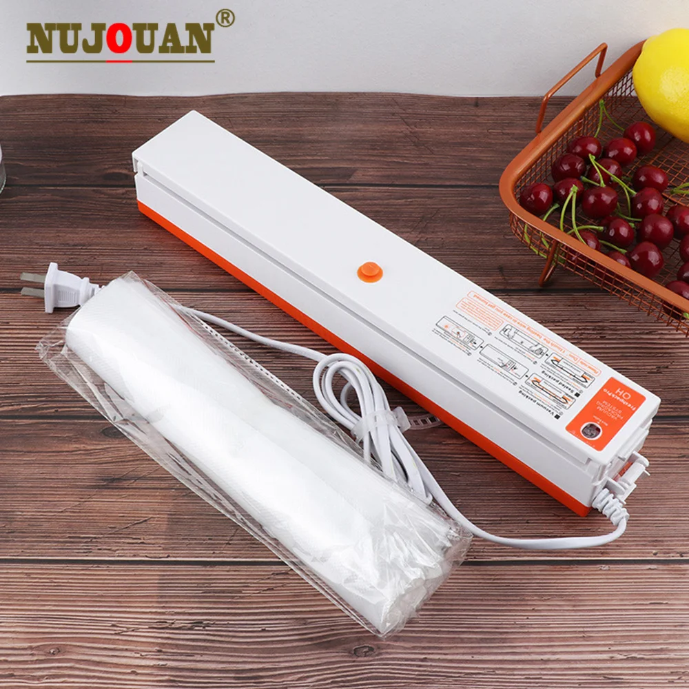 Aferidor ótimo máquina de embalagem de alimentos para uso doméstico filme aferidor do vácuo packer manter alimentos frescos 220v/110v dom livre 10 pces sacos de armazenamento