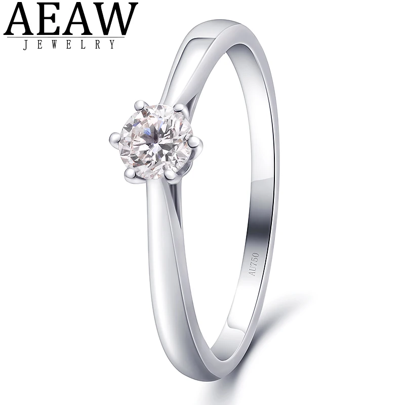 

AEAW 0.3ct 4mm DEF Round Cut VVS1 Lab Grown Diamond 14k White Gold Ring Diamond Fashion Girlfriend Women Christmas Gift