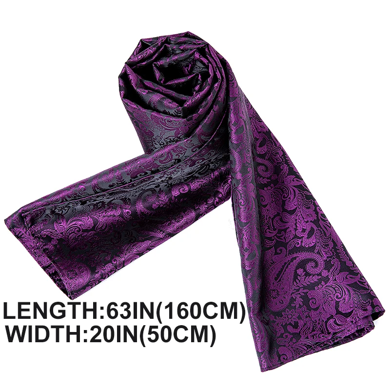 New Fashion Men Scarf Purple Jacquard Paisley 100% Silk Scarf Autumn Winter Casual Business Suit Shirt Scarf 160*50cm