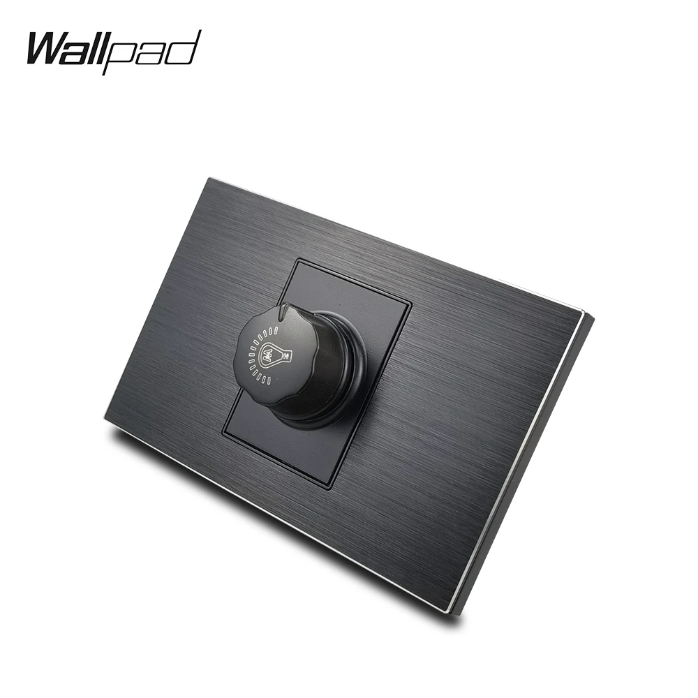 

118*72mm Dimmer Switch Wallpad L3 Black Metal Panel AU US 110V-240V Incandescent Light Brightness Control