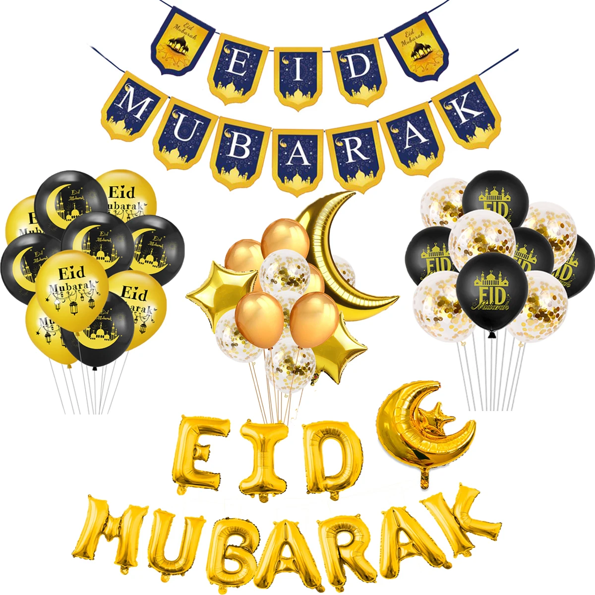 Palloncini Decor Ramadan ed Eid decorazioni Eid Bjd Eid Mubarak Decor MUBARAK Banner di carta RAMADAN MUBARAK musulmano Ramadan Decor