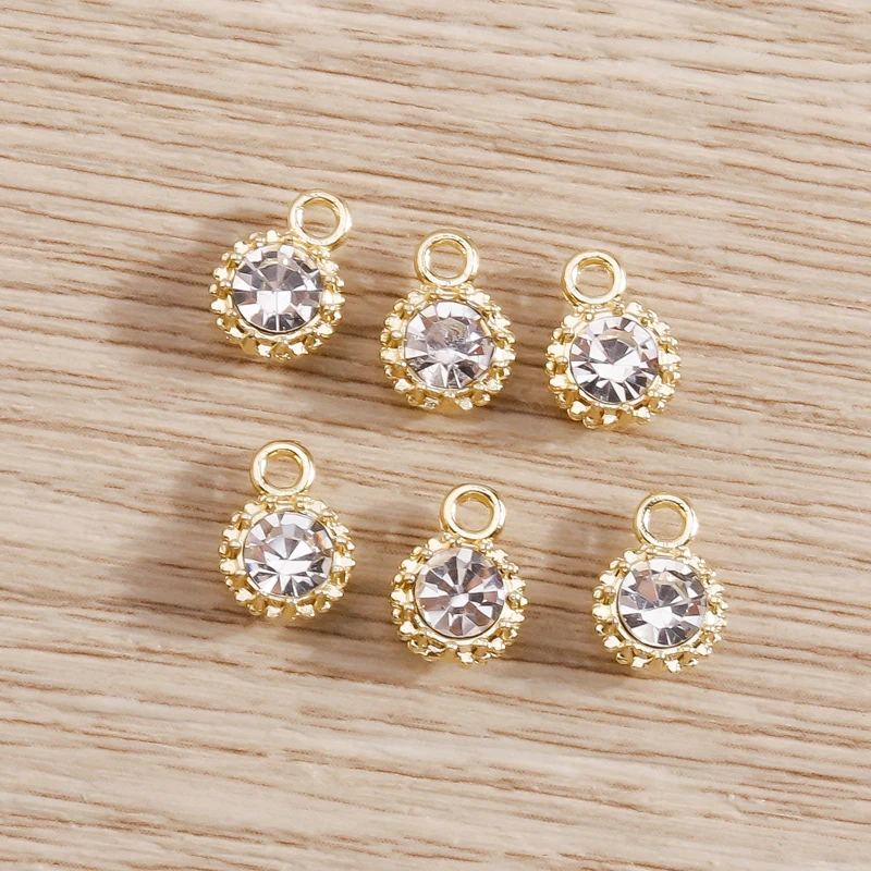 8pcs 4*7mm Shining Crystal Mini Charms Pendants for Making Necklace Earrings Bracelets Handmade Jewelry Craft Decorations