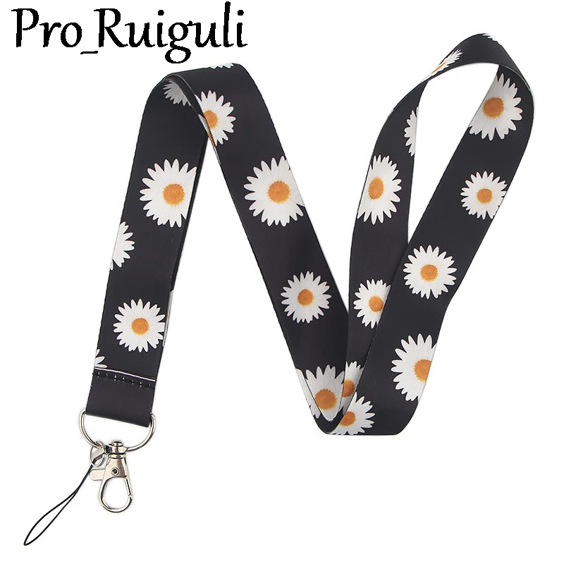 Daisy Flowers Key lanyard Car KeyChain ID Card Pass Gym Mobile Phone Badge Kids Key Ring Holder Jewelry Decorations