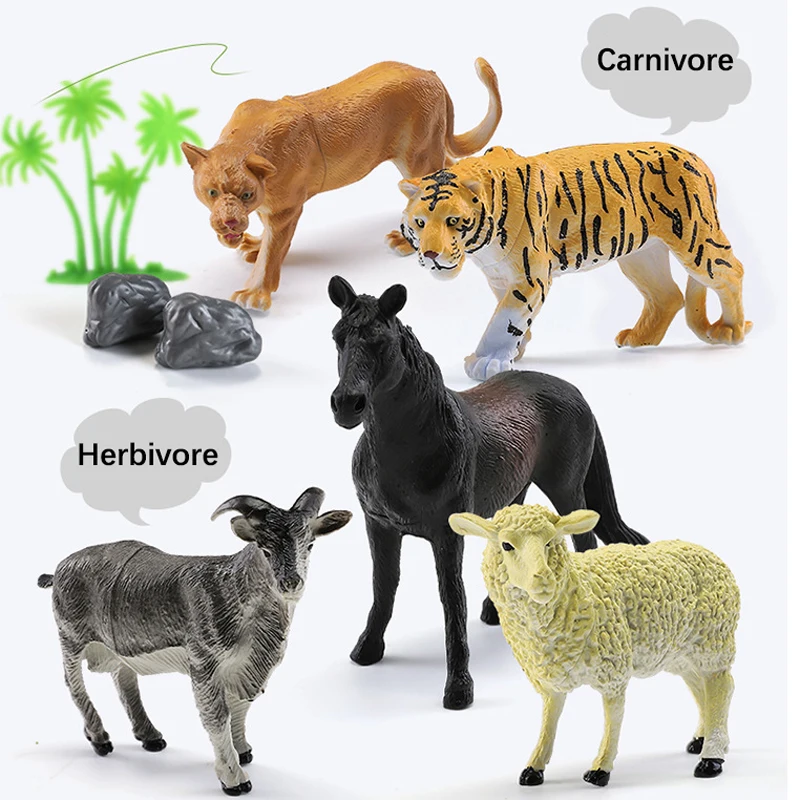 44pcs Realistic Zoo Animal Model Forest Farm Animal Toys Wild Jungle Tiger Panda Sheep for Kids Children Play Educational Toys