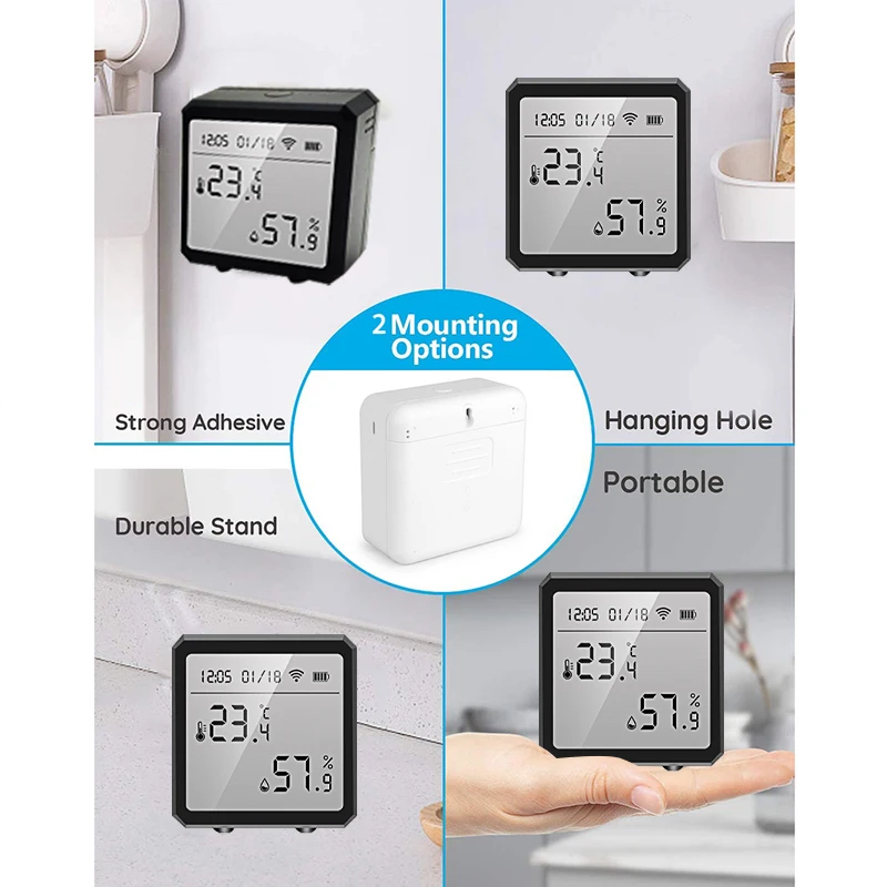 Tuya wifi sensor de umidade temperatura higrômetro indoor termômetro monitor com display lcd