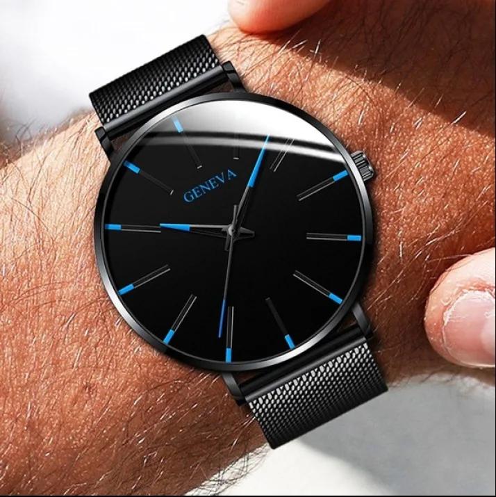 Fashion Simple Men Watches Black Stainless Steel Quartz Watches Mens Watches Luxury Business Watches montre homme horloge heren