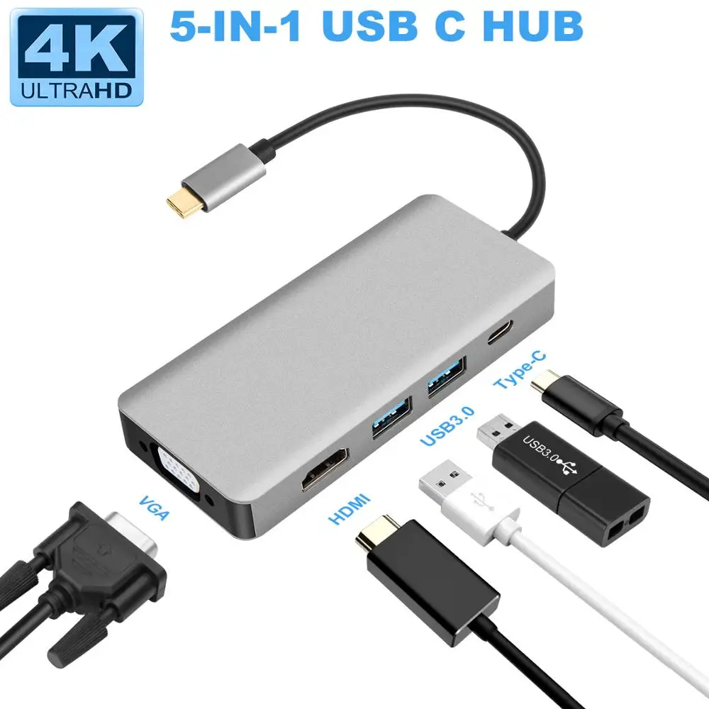 

USB3.1 USB C Type-C to USB3.0 HDMI+Type C VGA DVI DisplayPort DP Cable Thunderbolt 3 Compatible Adapter For Macbook Pro 2016