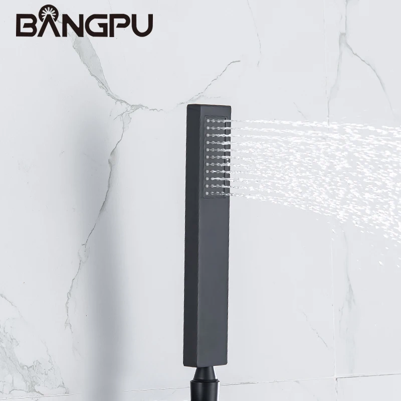 BANGPU Matter Black High Pressure Shower Head ABS Plastic Handheld Shower Bathroom Rainfall Shower Head Water Saving Hand Shower