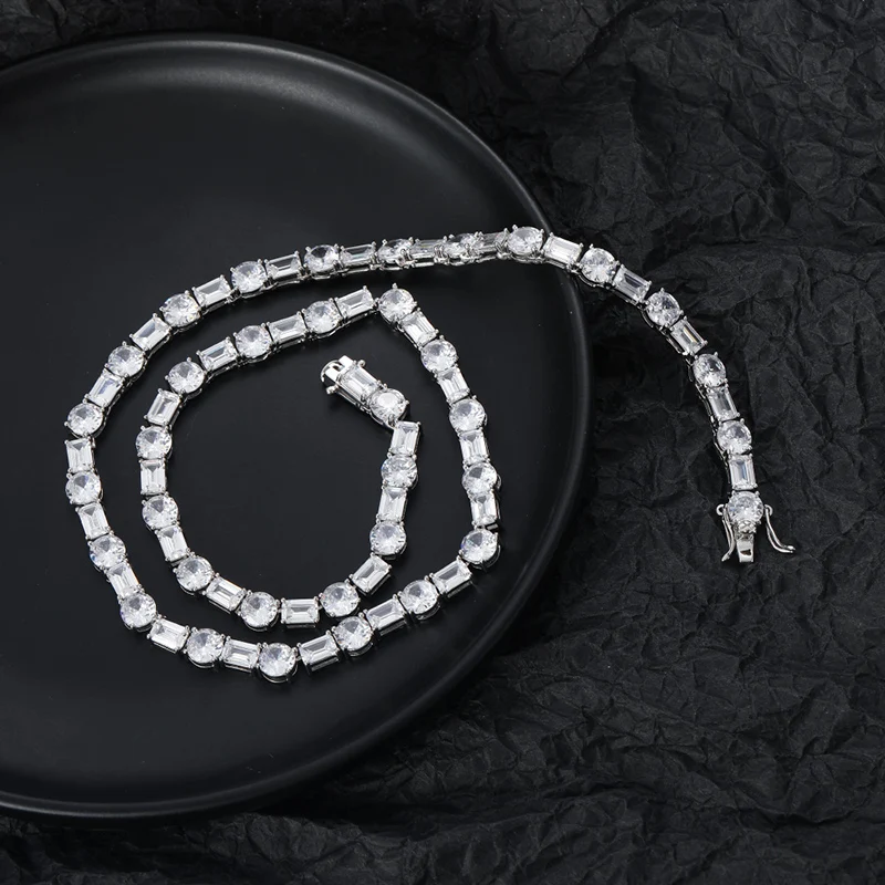 

Цепочка-чокер 6 мм в стиле хип-хоп с квадратными и круглыми фианитами, инкрустированная камнями, для мужчин и женщин, в стиле рэперских украшений, подарок