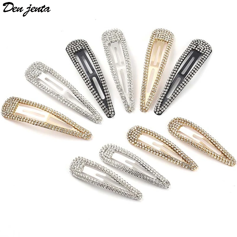 Rhinestone Crystal Snap Hair Clip Women Girls Hairgrips Party Prom Hair Jewellery Simple Hairpin