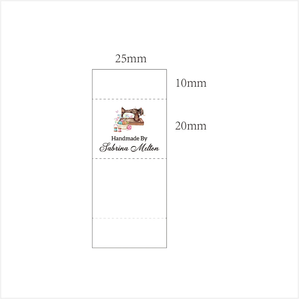 Clothing Labels, Personalized Brand, Custom Logo, Cotton Tags, Business Name, Handmade, Sewing Machine, 25mm x 60mm (MD5246)