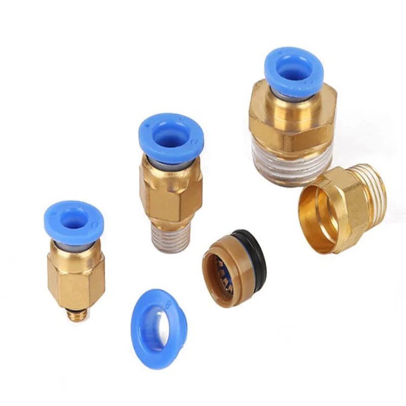 5PCS Pneumatic fitting pc04-01 06/08-01/02/03/04 pc4-m5 pc6-m6 male thread air pipe conner auick coupling brass fitting