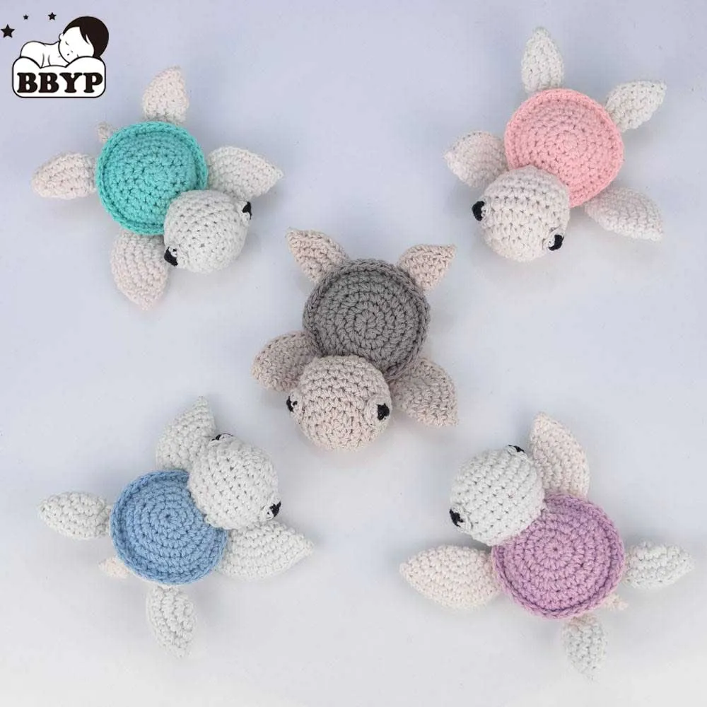 Fatti a mano all\'uncinetto in cotone tartaruga fai da te bambino ciuccio accessori catena neonati neonati massaggiagengive giocattolo regali