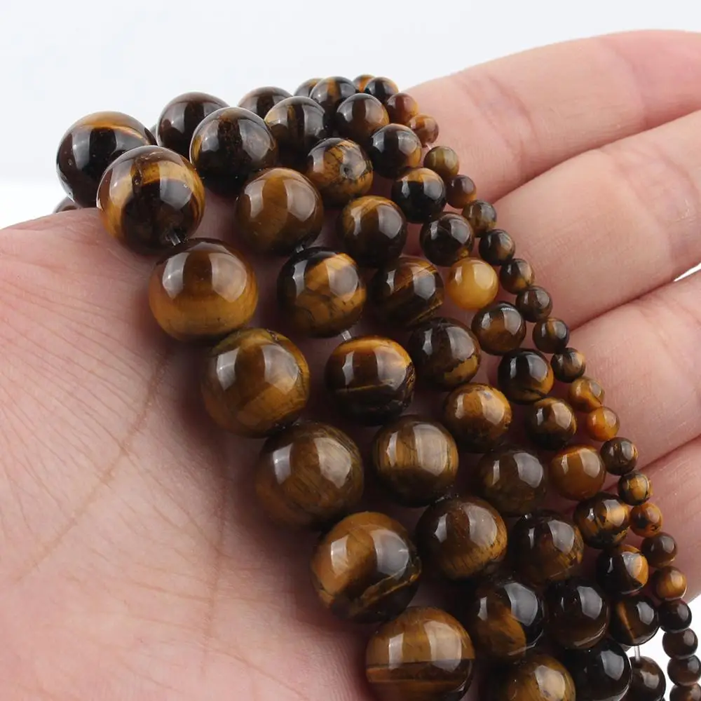 Natural Yellow Tiger Eye Stone Beads Round Loose Spacer Beads For Jewelry Making DIY Bracelets Earings 15