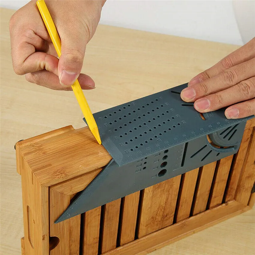 JUSTINLAU Woodworking 3D Mitre Angle Measuring Square Size Measure Tool With Gauge & Ruler Tools