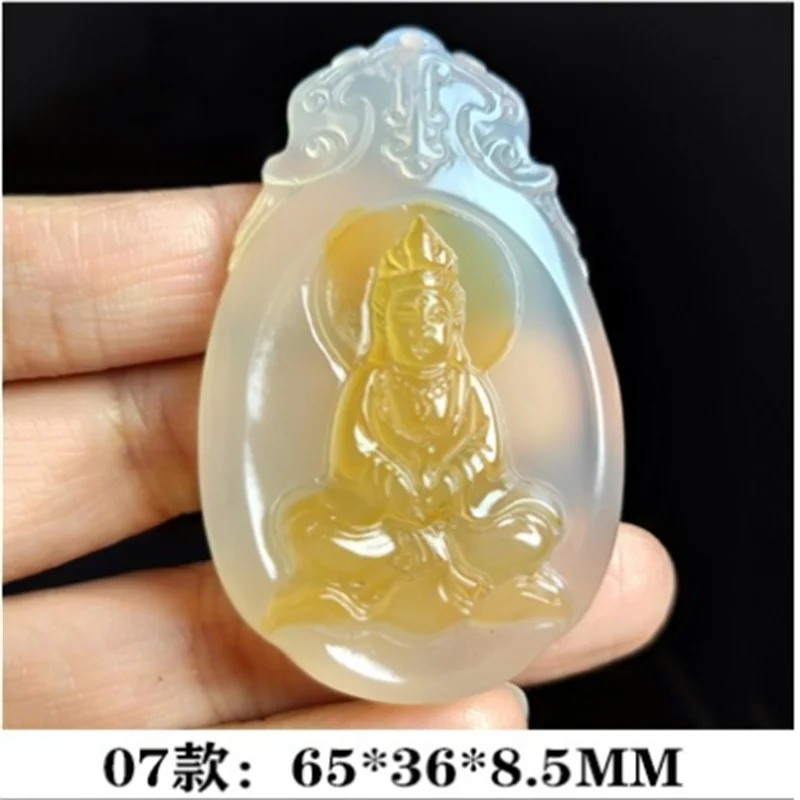 

Hot selling natural hand-carve jade Ice through chalcedony necklace pendant fashion Ornaments Men Women Lucky gifts for Amulet
