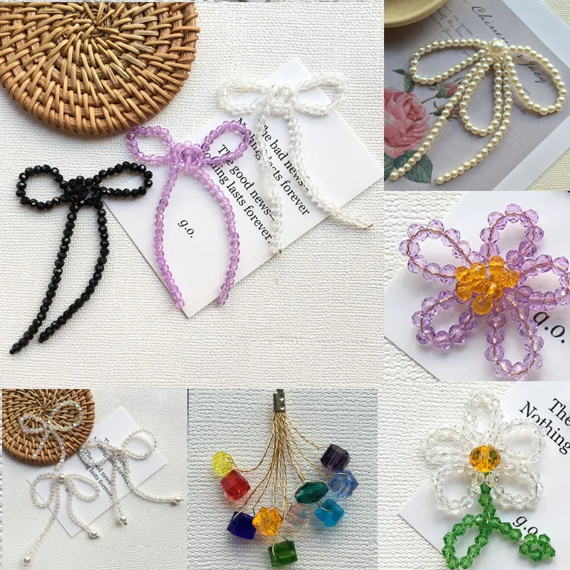 

10 шт., креативные прозрачные милые бусины, подвески с бантом и цветком, серьги-капли, подвески с бантом, серьги-гвоздики, бирка для головного убора, сделай сам