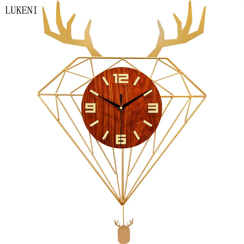 Nordic Deer Head Wall Clock Living Room Home Fashion Modern Minimalist Creative Wall Watch Mute Quartz Clock