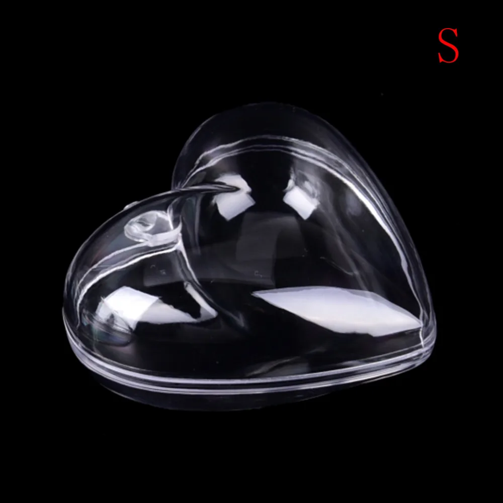 2Pcs 65/80mm Heart Ball Can Open Plastic Bauble Ornament  Lovely Clear Candy Boxes Romantic Design Christmas Decorations