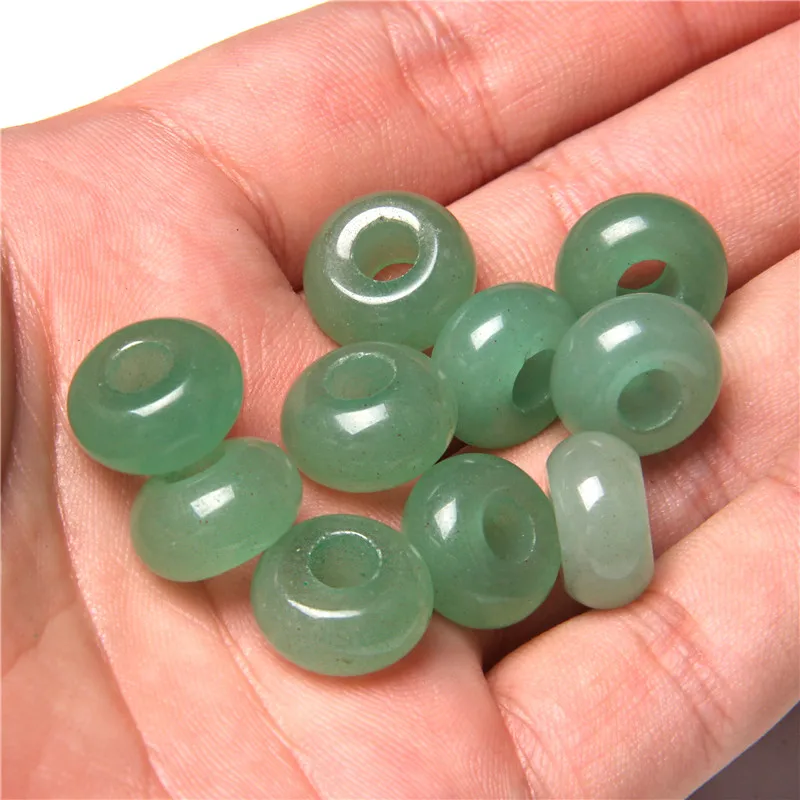 5Pcs Stone Charms Pendant Spacer Round Big Hole Beads For Jewelry Making Fit Necklace Bracelet DIY Findings 14MM Hole Size 5MM