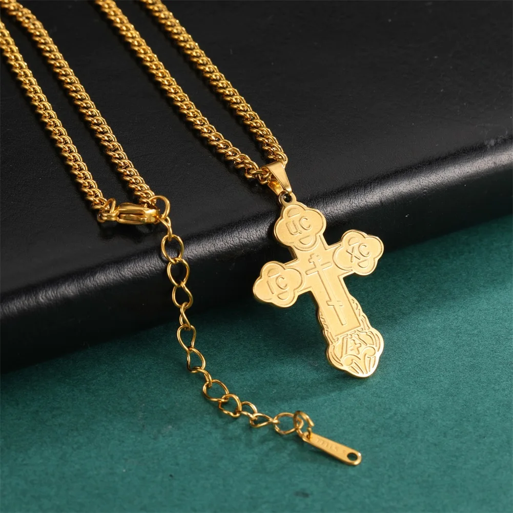 Dawapara östliche orthodoxe serbische Kreuz Anhänger Halskette Edelstahl Schmuck Talisman Charm Halsketten – Detail 6