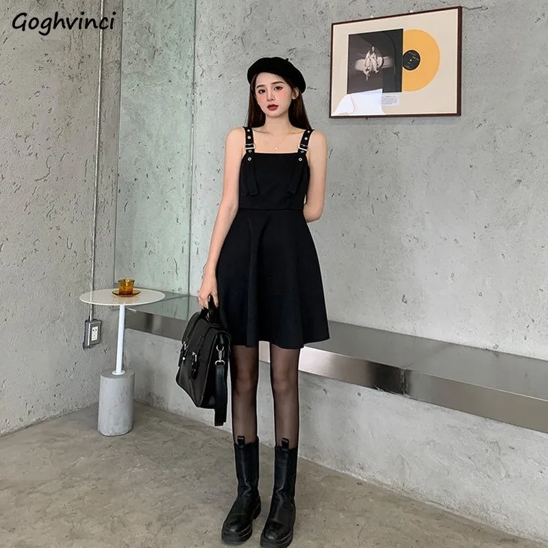 Sleeveless Dress Women Mini Off-shoulder Defined Waist Dresses Womens Elegant Chic Ins Daily All-match Clothing Designer Leisure