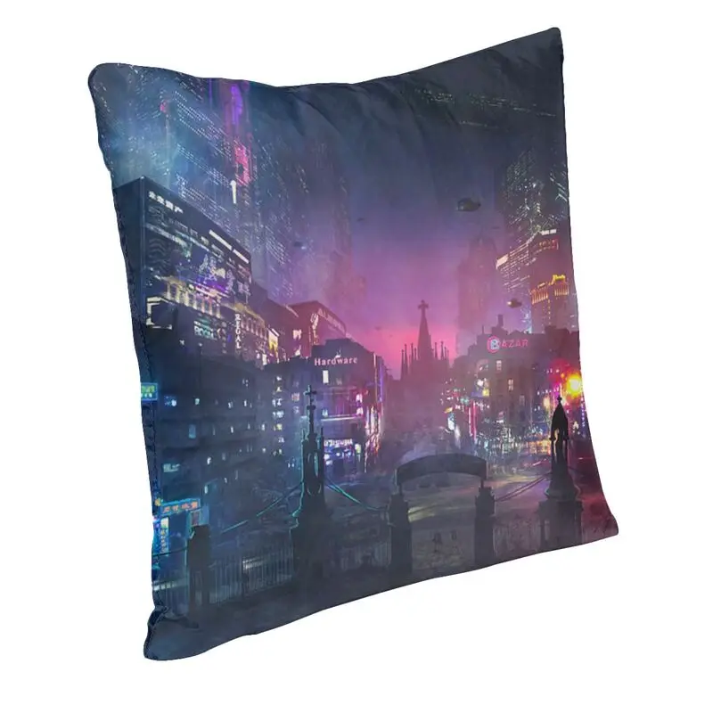 Spain Cityscape Oil Painting Art Pillow Cover Home Decor Barcelona Neons Sant Pau I La Sagrada Familia Cushion Cover Pillow Case