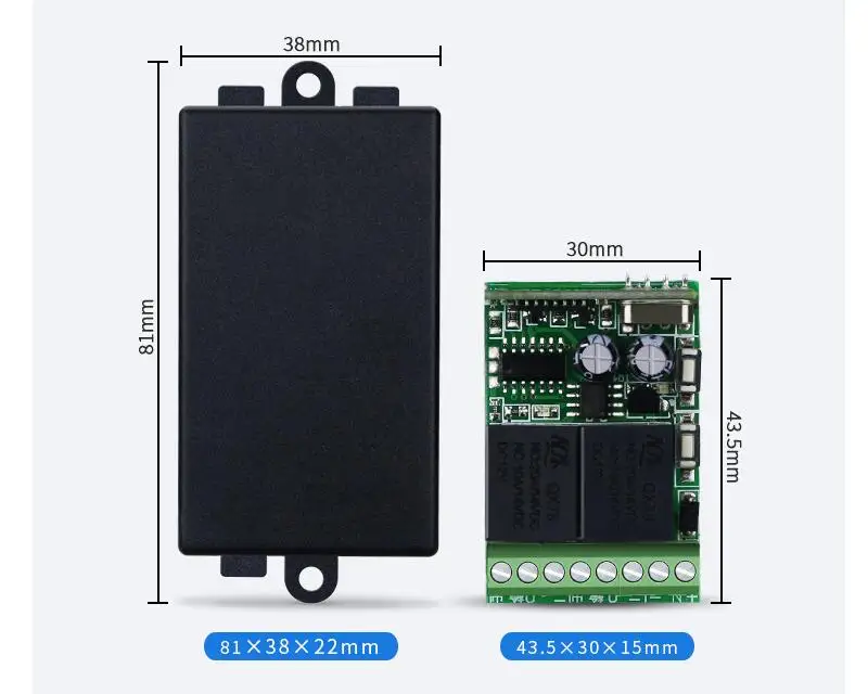 433mhz DC 12V 10 A 2 Channel RF Wireless Remote Control Receiver  Transmitter  lamp/led/light/ radio