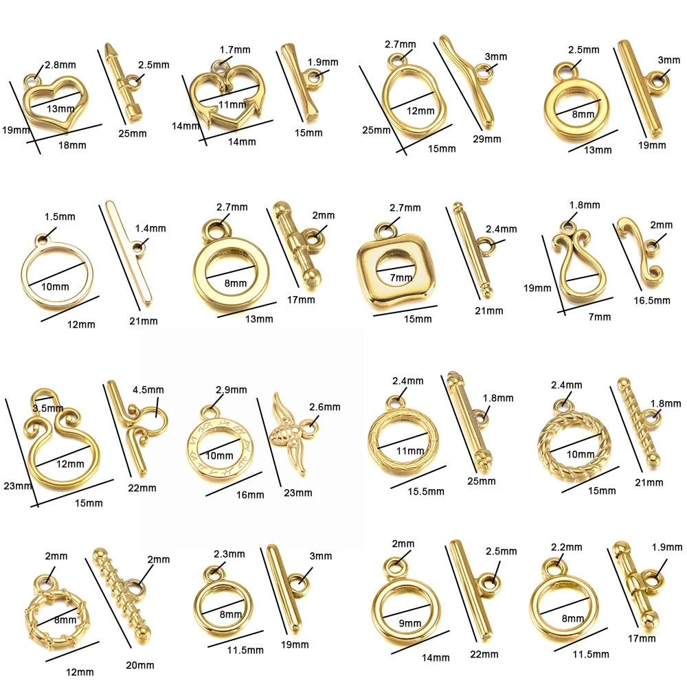 16 Styles Gold High Quality Stainless Steel OT Clasps Connectors for DIY Bracelet Necklace Jewelry Findings Making Accessories