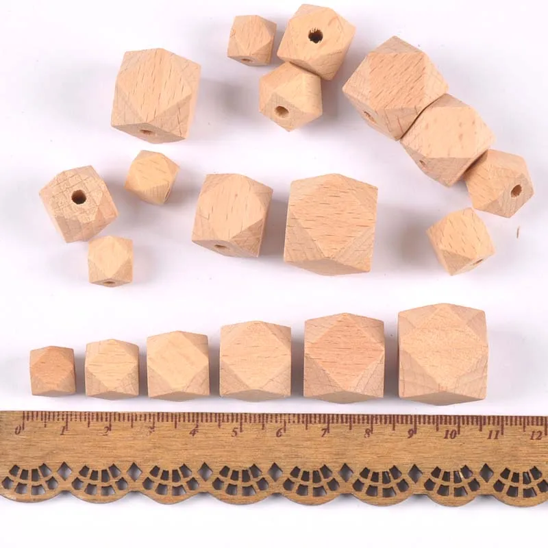 10-20mm natural Beech Wooden Cube unfinished geometric Beads For Jewelry making For Pacifier Clip  Chain  Accessories MT2230