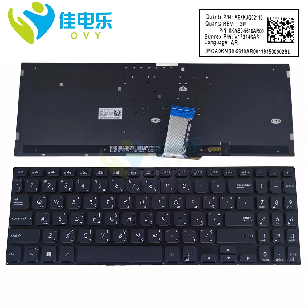 

AR Arabic Backlit Keyboard For ASUS Vivobook S15 S530 S530UN S530UA S530UF K530 QWERTY Laptop Keyboards Backlight 0KNB0-5610AR00