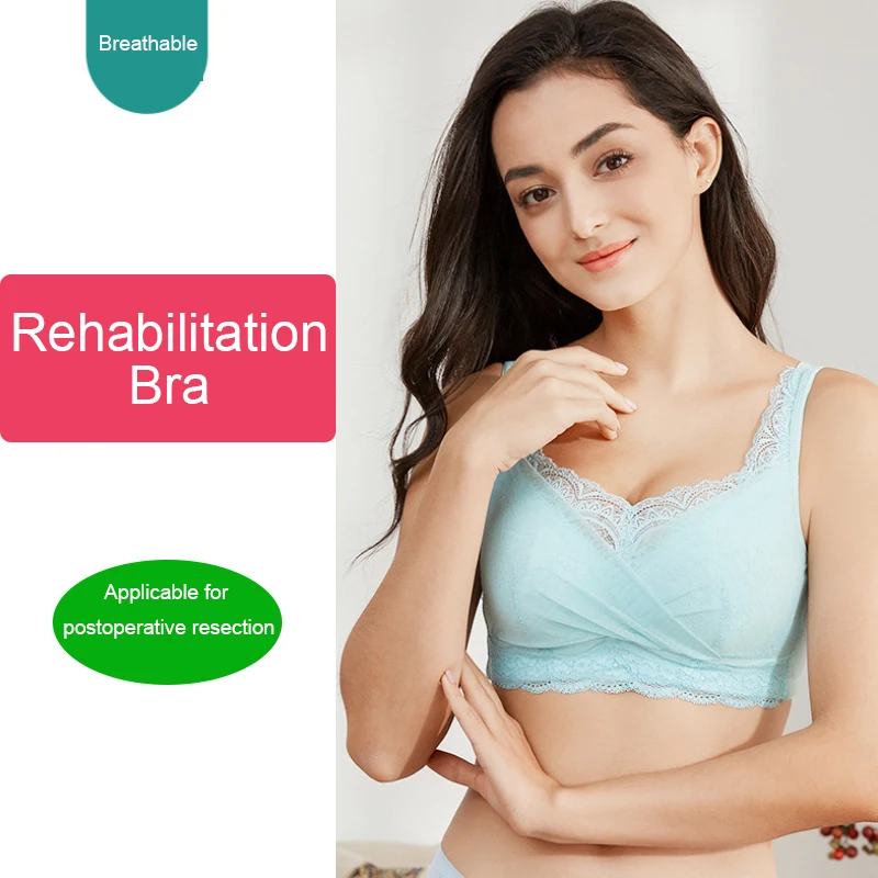 

Breast Surgery Dedicated Bra Sexy Black Lace No Steel Ring Pure Cotton Prosthetic Breast Women's Bra Post-mastectomy Underwear