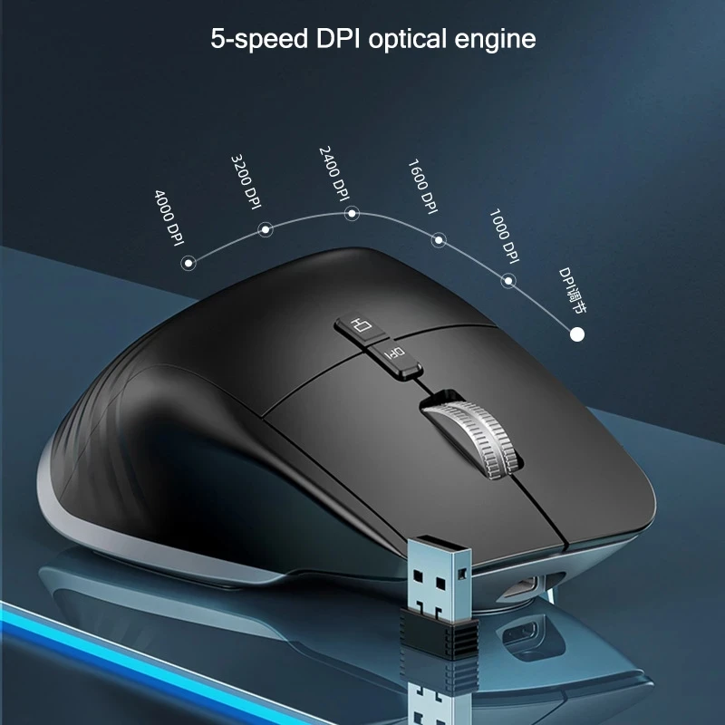 KuWFi 2.4G Wireless Mouse Rechargable Optical Gaming Mice Support 5 Gears 4000 DPI Switch Ergonomic Mute Mouse for Computer PC