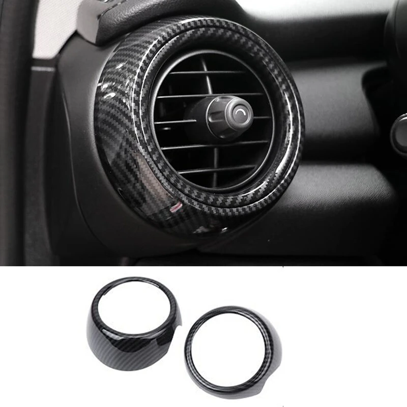 Car Dashboard Side Air Vent Decoration Ring Cover Trim Car Sticker Styling Carbon Fiber Style For BMW MINI Cooper F55 F56 F57