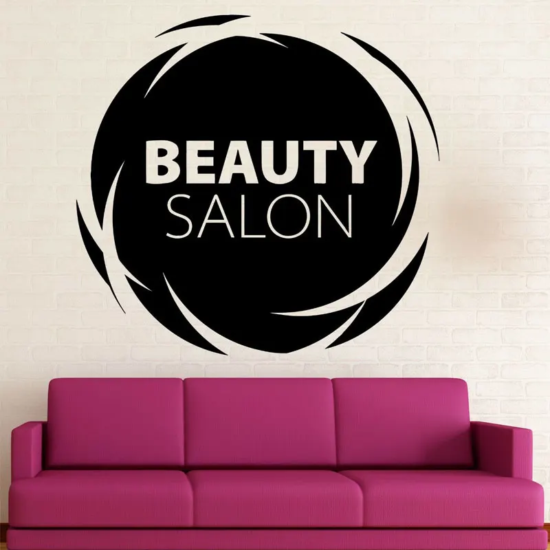 Beauty Salon Logo Wall Sticker Hair Spa Woman Salon Sign Barber Shop Vinyl Interior Decor Decals Removable Window Mural 4101