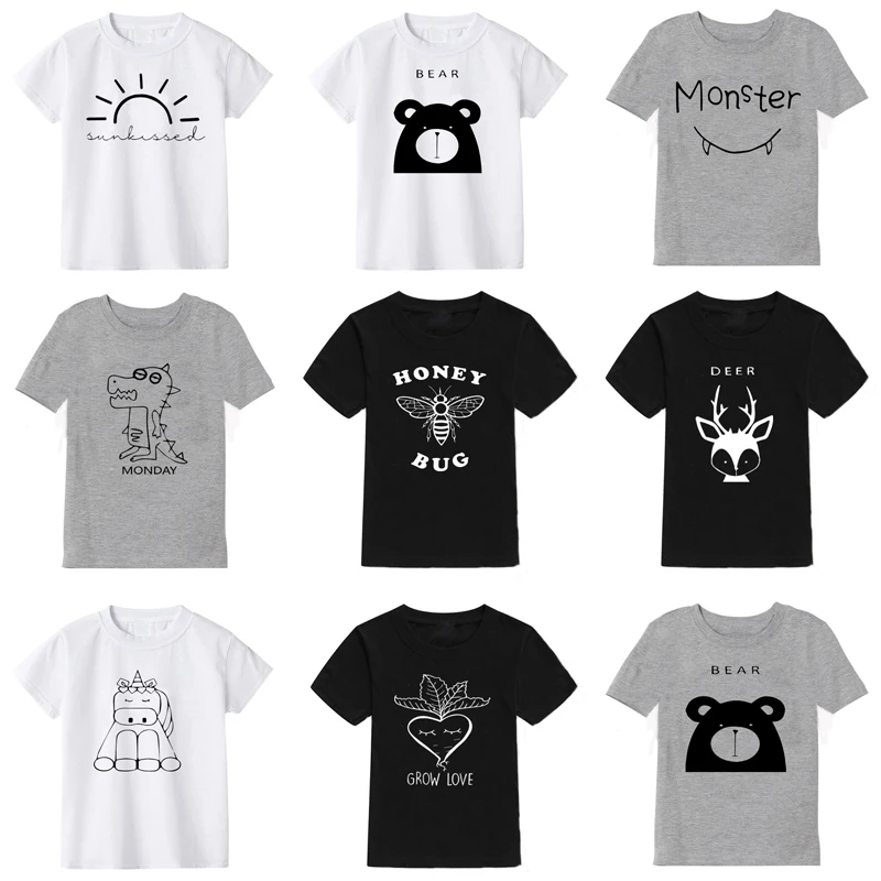 

Summer Unicorn Children T-Shirts For Boys T Shirt 100% Cotton Cartoon Dinosaur Print Short Sleeve Baby Girl Clothes Boy Clothes