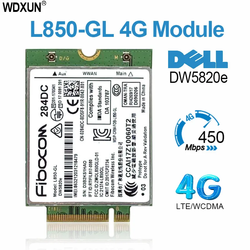 DW5820e L850-GL L850  DW5820 LTE 4G Card Module 0284DC 284DC For Dell laptop 3500 5400