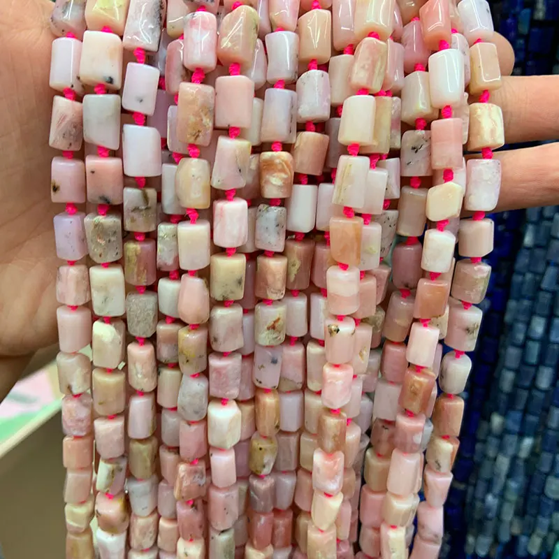 

6x10mm Natural Pink Opal Stone Beads Freeform Tube Column Spacer DIY Loose Beads For Jewelry Making Beads 15'' Accessories